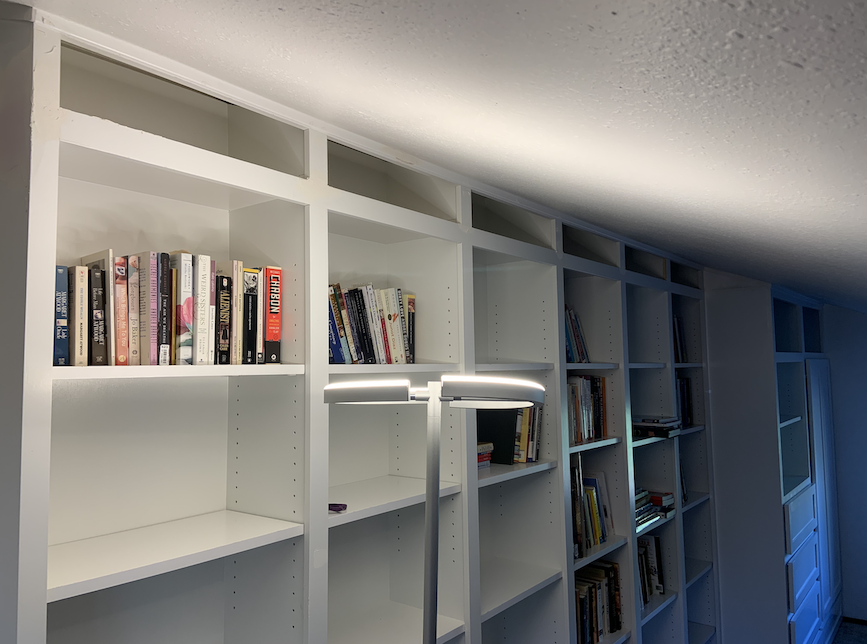 Bookshelves with top compartment
