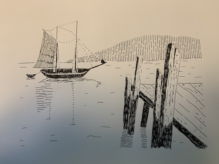 Drawing of small sailboat